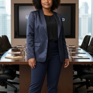 Talbots Officer Blue Velvet Blazer with satin accents NWT